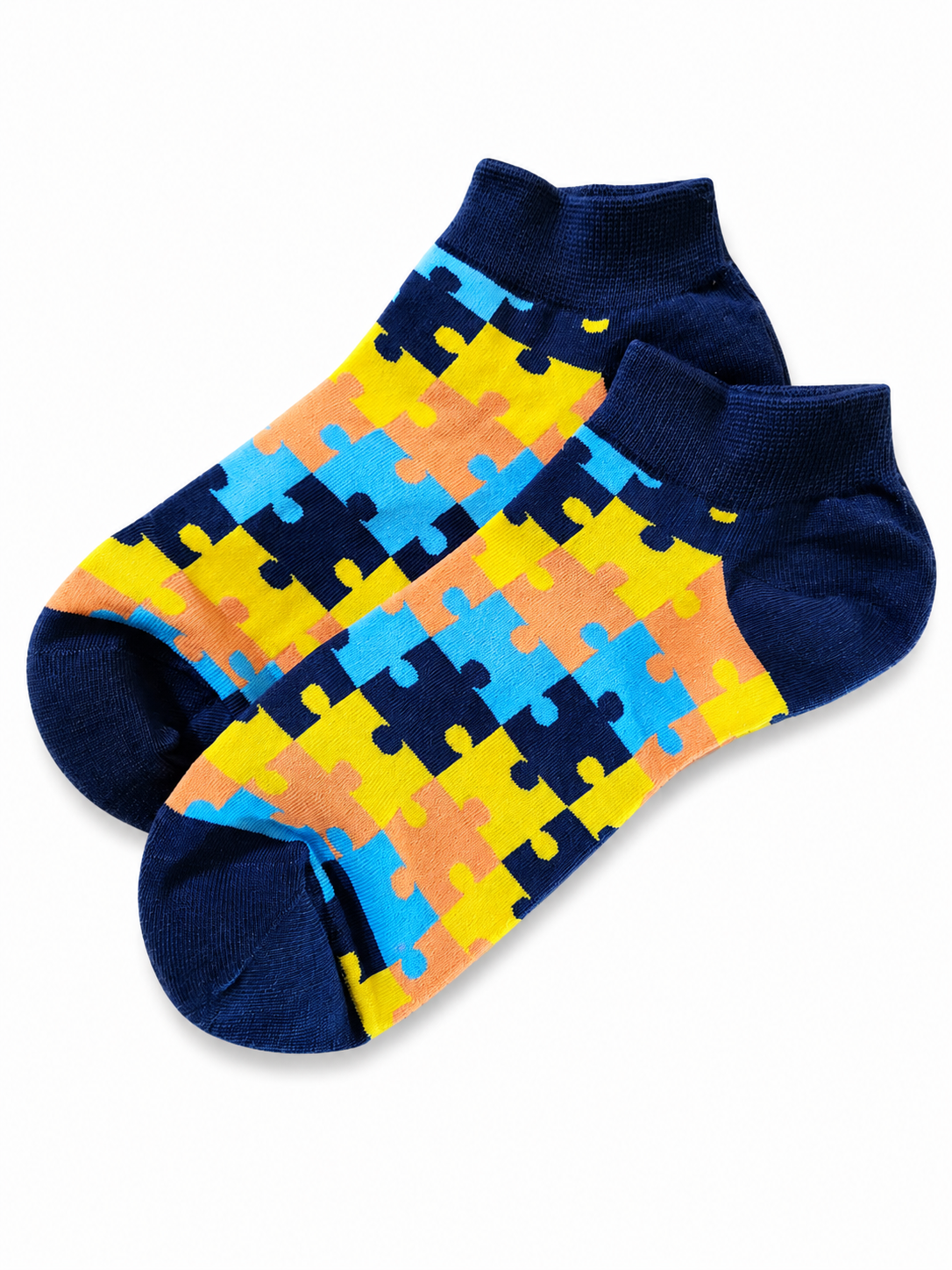 Unisex Ankle Puzzle Socks, Dark Blue