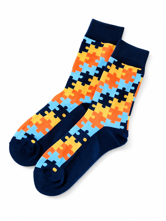 Unisex Puzzle Socks, Dark Blue