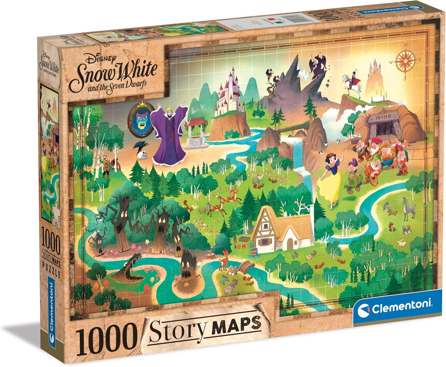 Clementoni Disney Story Maps: Snow White, 1000 Piece Puzzle - Imported