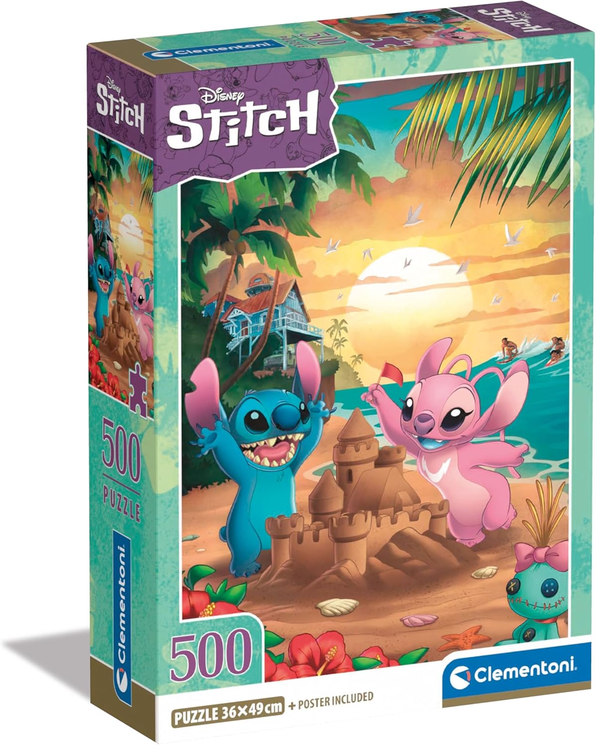 Clementoni Disney Stitch and Angel, 500 Piece Puzzle - Imported