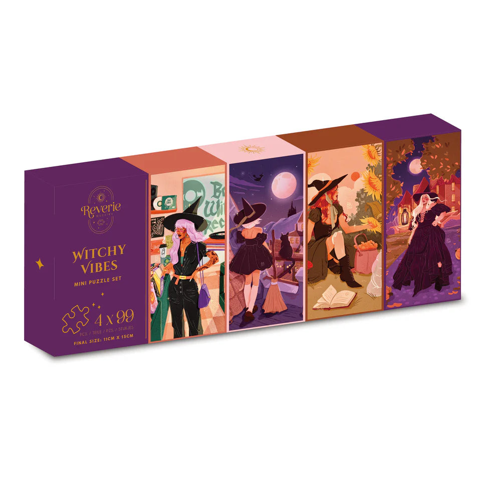 Reverie Witchy Vibes, 4 x 99 Piece Mini Puzzle Set